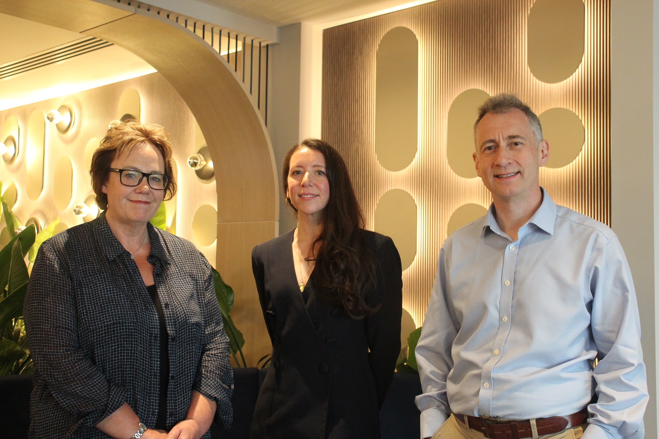 Fiona Parry, Sarah Simpson and James Lonsdale
