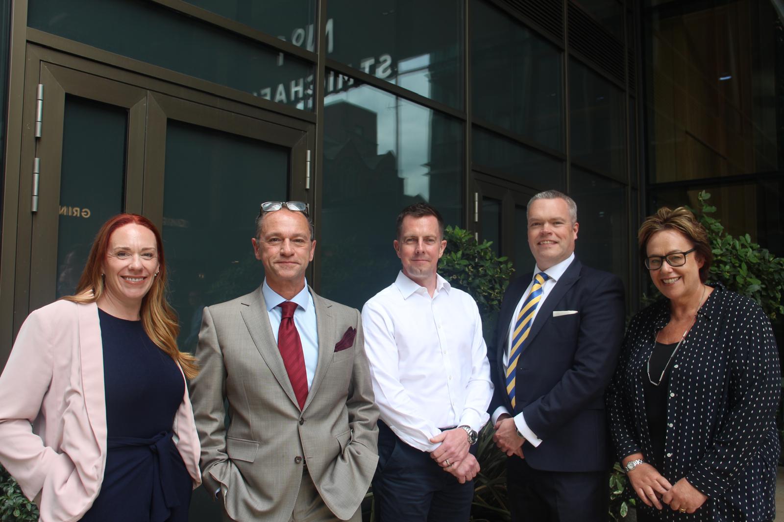 L-R Nina Ferris, Ritchie Irvine, Duncan Hope (Partner), Richard Wilson and Fiona Parry